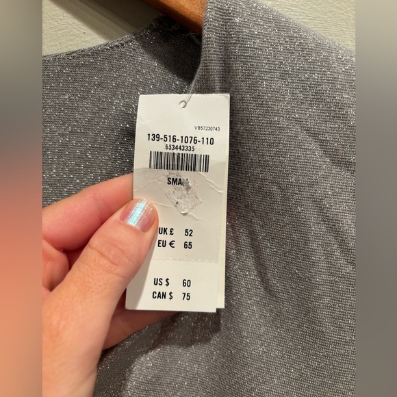 Abercrombie & Fitch Gray Bodysuit metallic sparkly bold party event feminine - Picture 15 of 16